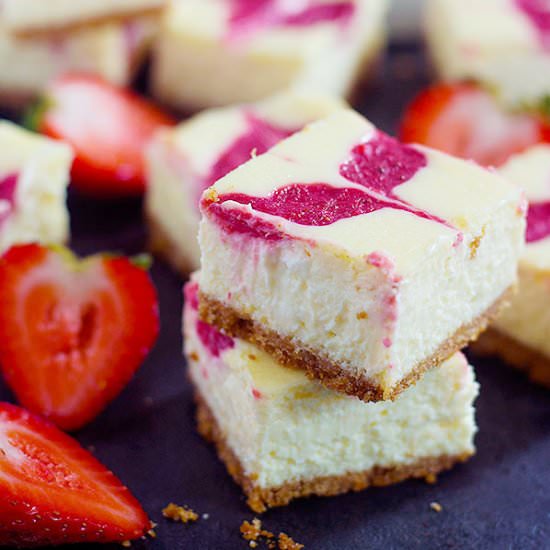 Strawberry Swirl Cheesecake Bars