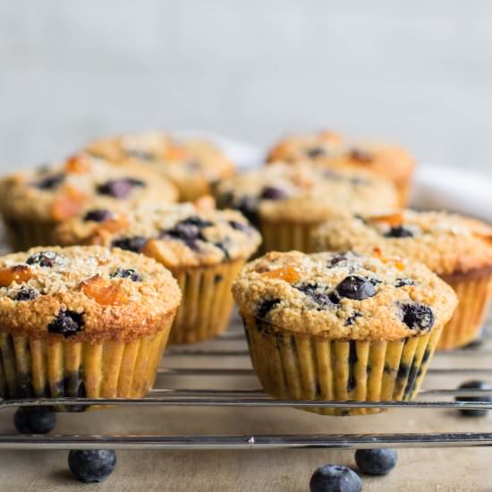 Blueberry Apricot Oat Bran Muffins