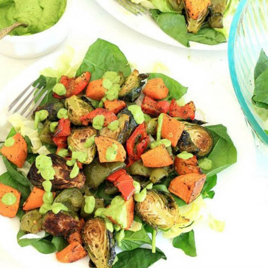 Roasted Veggie in Avocado Dressing