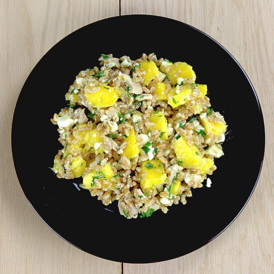 Farro Salad with Mango, Chicken, & Feta