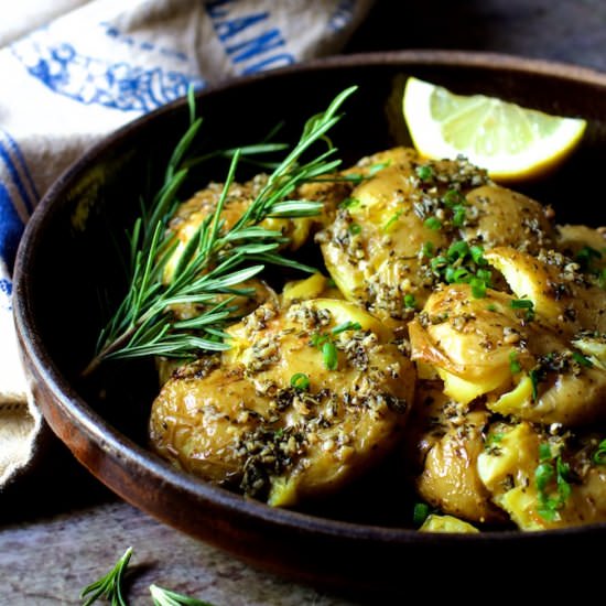 Rosemary Garlic Crushed Potatoes