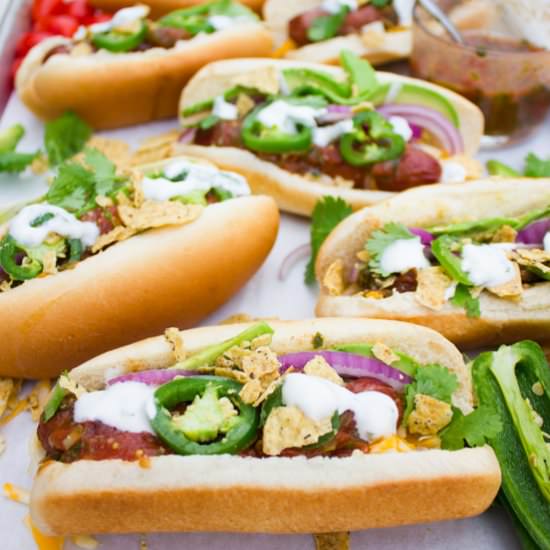 Grilled Nachos Hot Dogs