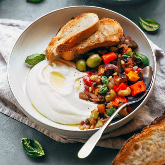 Eggplant Caponata & Garlic Yogurt