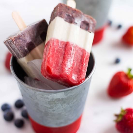 Red, White & Blue Fruit Popsicles