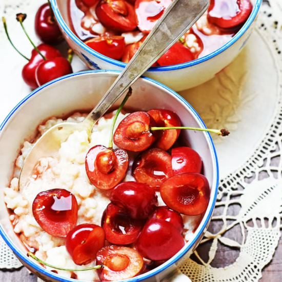 Rice Pudding with Port Wine Cherries