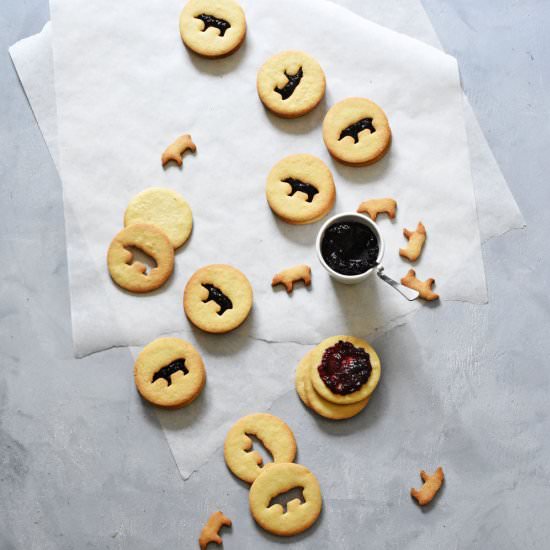 Blueberry Linzer Cookies