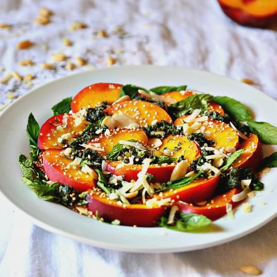 Quinoa Peach Salad with Mint Pesto