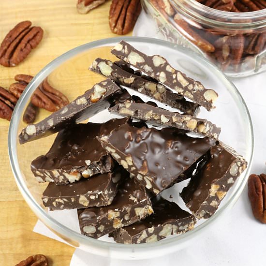 Dark Chocolate Pecan Toffee Bark
