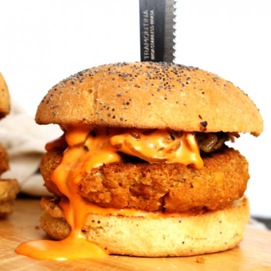 RED LENTIL VEGAN BURGER