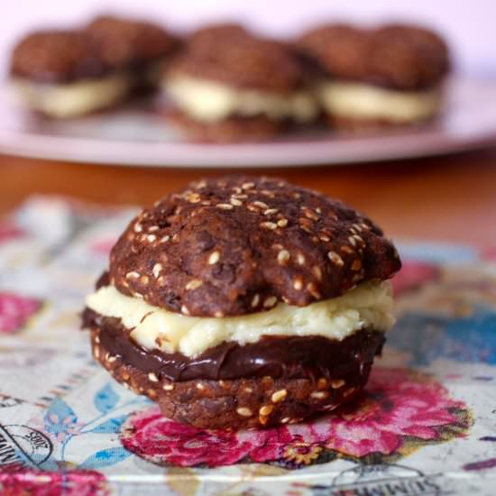 choc sesame sandwch cookies