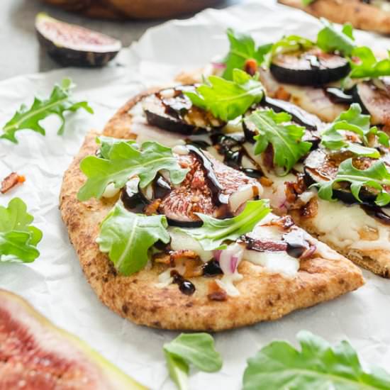 Grilled Fig Bacon Arugula Flatbread