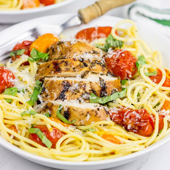 Balsamic Chicken + Burst Tomatoes