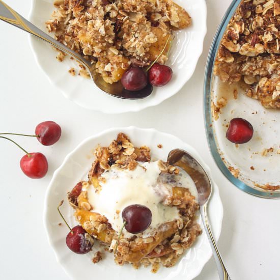 Healthy Peach Crisp (Vegan, GF)
