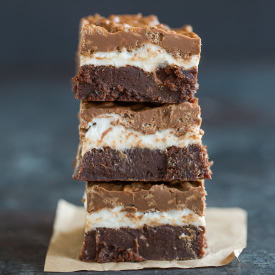 Marshmallow Crunch Brownie Bars