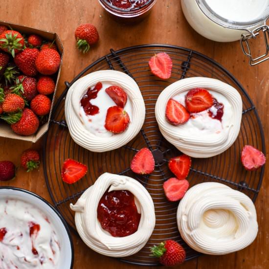Strawberry, Balsamic Pavlovas