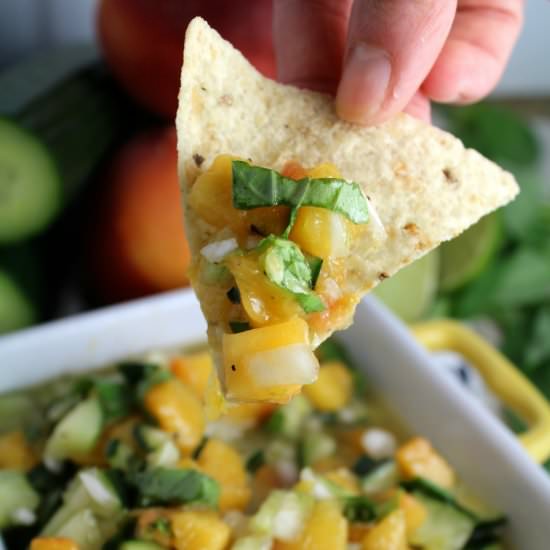 Healthy Peach Cucumber Salsa