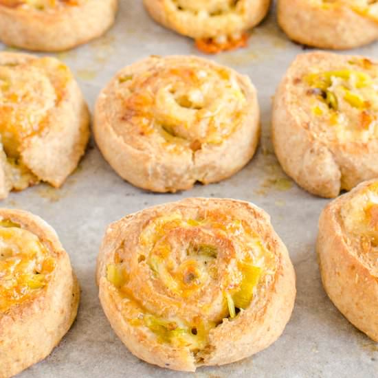 Wholemeal Scrolls Leek and Cheese