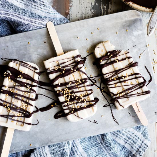 Chocolate Banana Tahini Popsicles