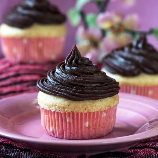 Vanilla Cupcakes with Chocolate