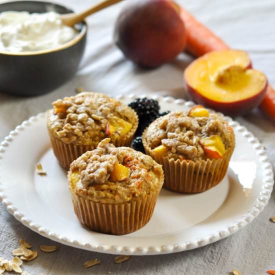 Whole Grain Carrot Peach Muffins