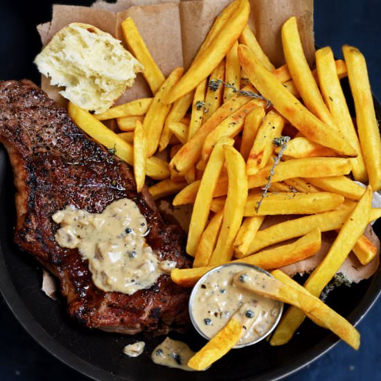 Pepper Steak with Brandy Sauce
