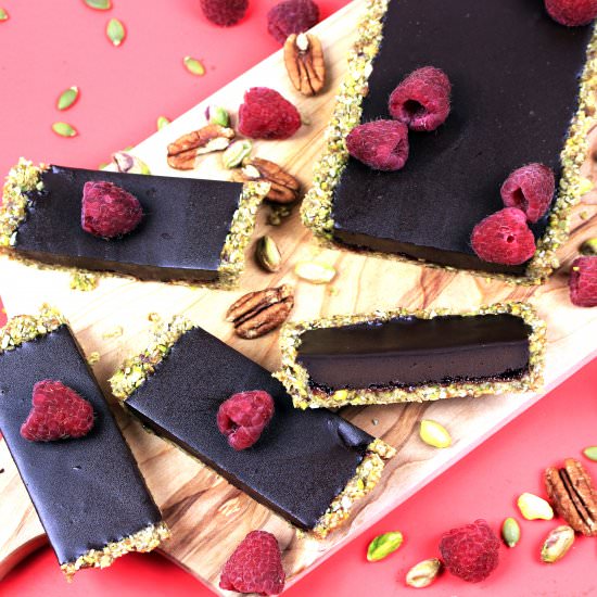No Bake Chocolate Raspberry Tart