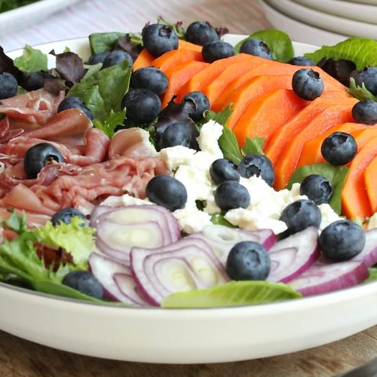Papaya, Prosciutto, and Blueberry Salad
