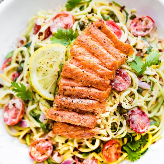 Smoked Salmon Zucchini Noodle Salad
