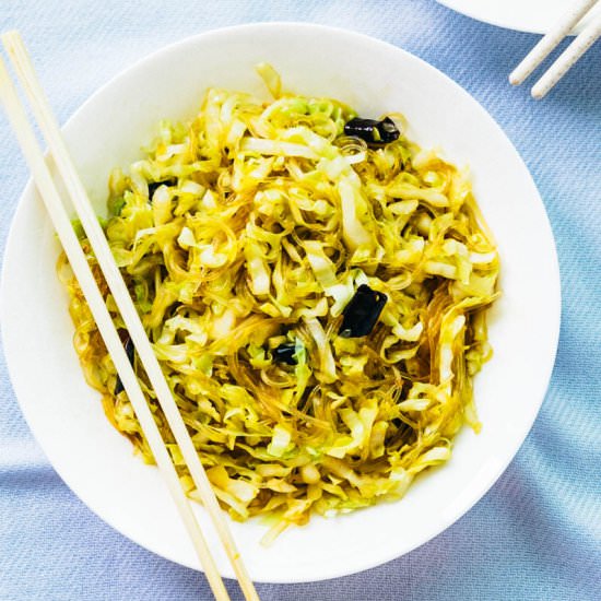 Cabbage Glass Noodles Stir Fry