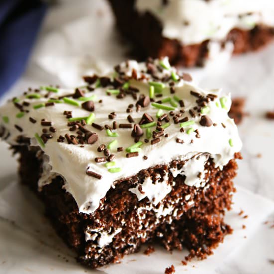 Chocolate Mint Poke Cake