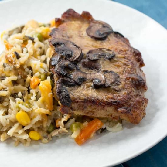 Mushroom Pork Chops with Pilaf