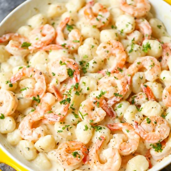 Shrimp and Gnocchi in Cream Sauce