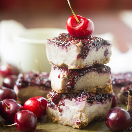 Vegan Cherry Cheesecake Bars
