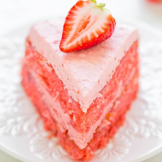 Strawberry Cake w/ Berry Frosting