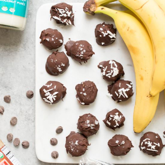 Frozen Chocolate Dipped Banana Bite
