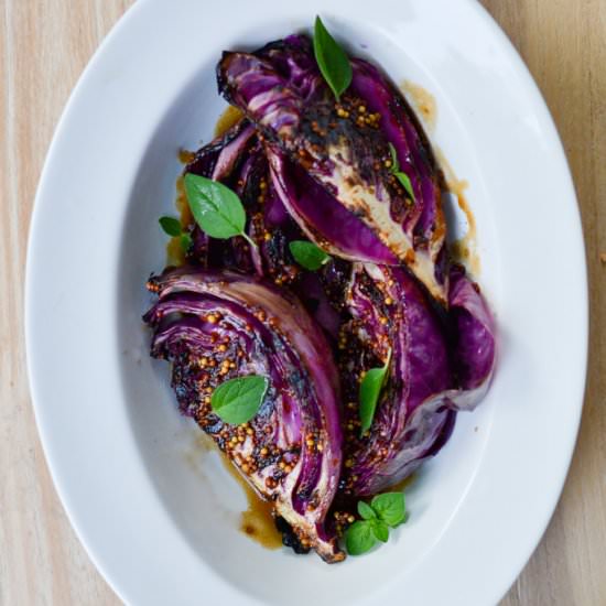Grilled Red Cabbage & Mustard Sauce