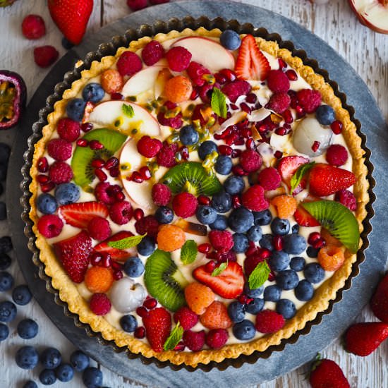 Colourful Coconut Fruit Flan