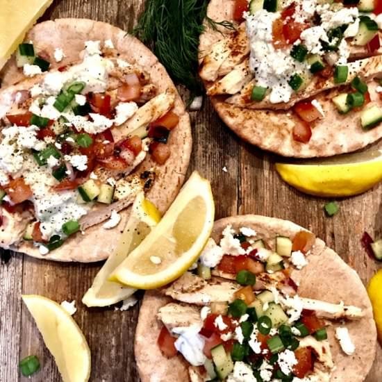 Greek Chicken Gyros with Tzatziki