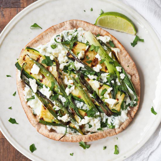 Grilled Zucchini Ricotta Pita Pizza