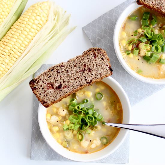 Corn Chowder with Cauliflower