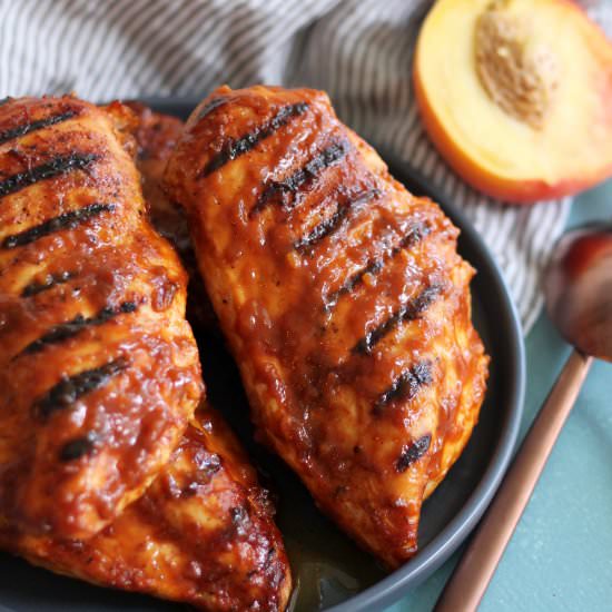 Peach Bourbon BBQ Grilled Chicken
