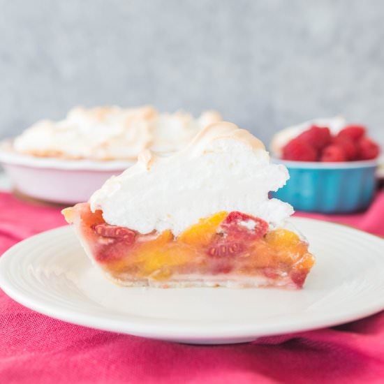 Raspberry Peach Meringue Pie