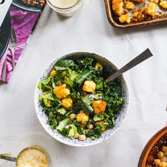Tahini Kale Caesar Salad