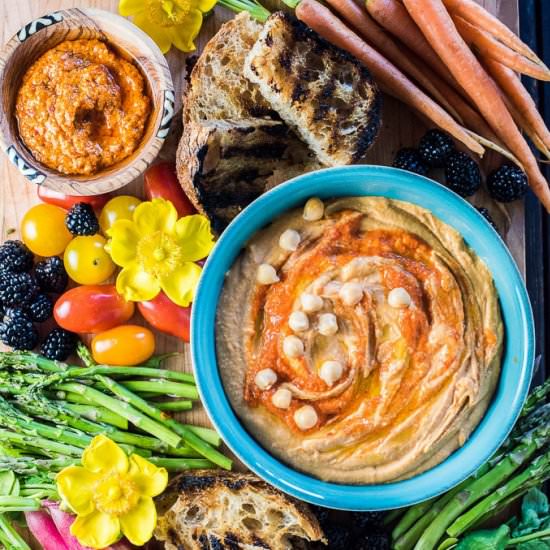 Spicy Harissa Hummus Platter