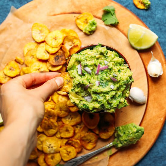 Plantain Chips + Garlicky Guac
