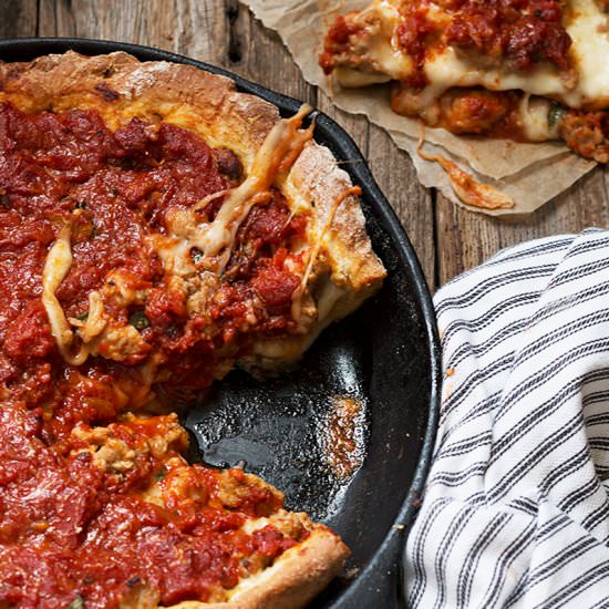 Cast Iron Skillet Deep Dish Pizza