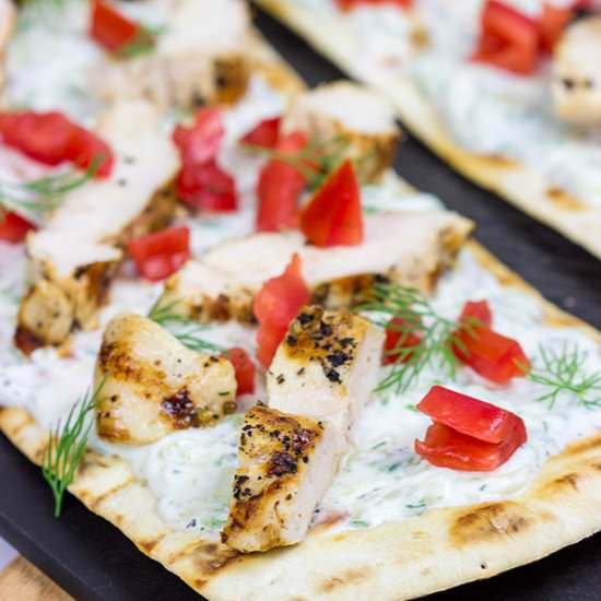 Grilled Chicken Souvlaki Flatbreads