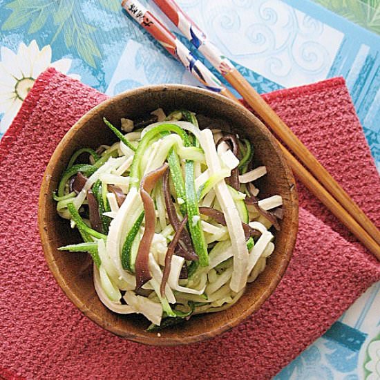Zucchini, Tofu, Mushroom Salad