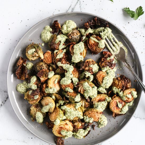 Brussel Sprouts with Green Tahini