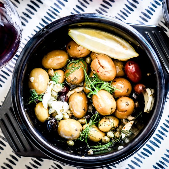 Warm Marinated Olives & Capers